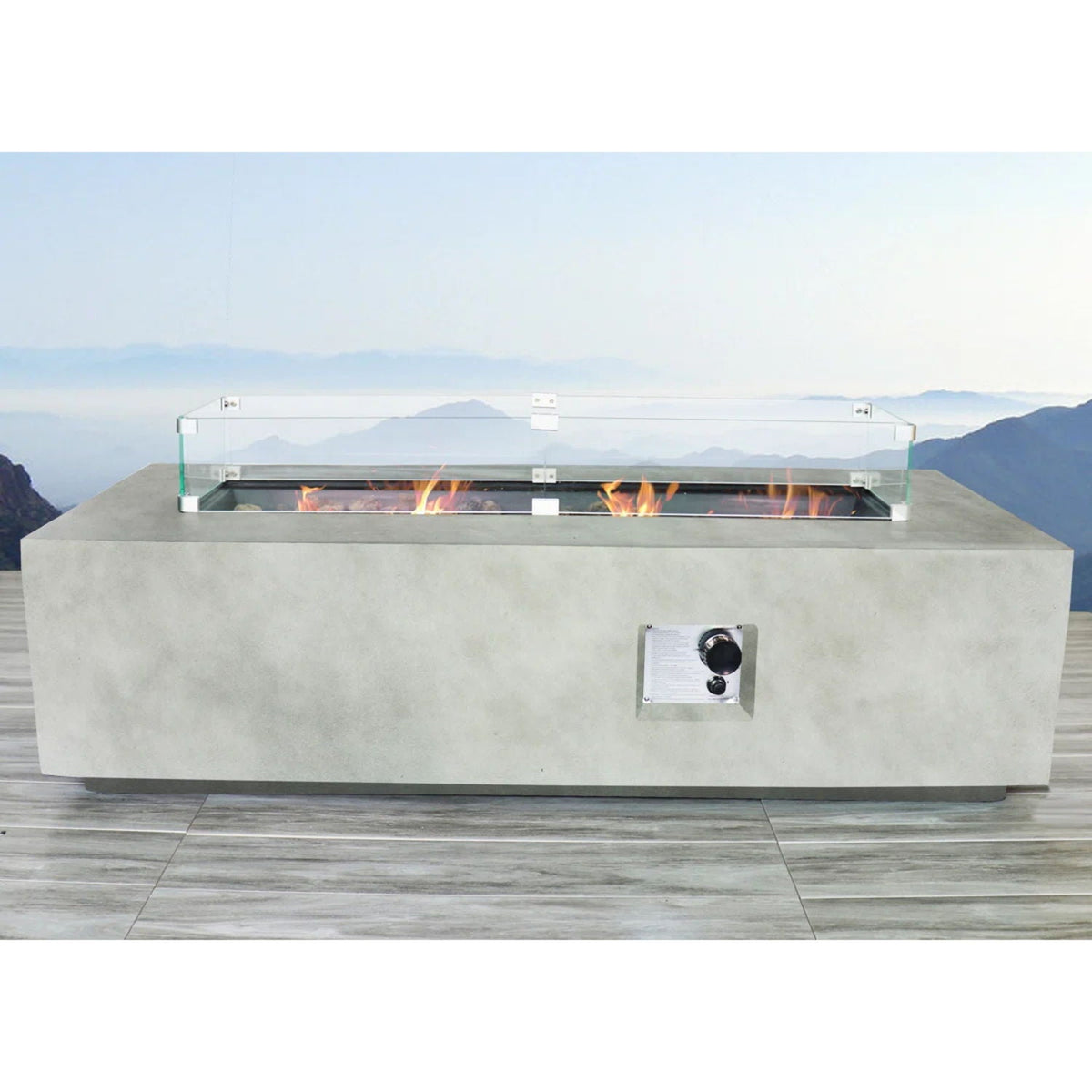 Rectangular Propane Fire Pit Table With Fiber Reinforcement And Adjustable Flame Control