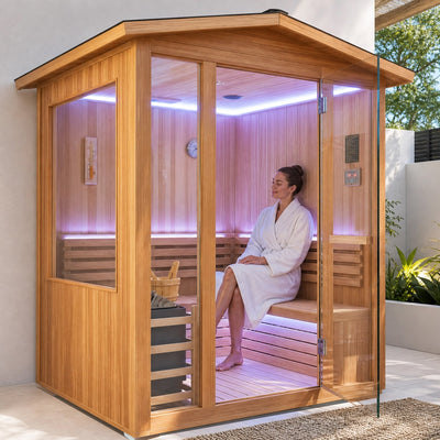 Traditional Steam Sauna With Fragrant Cedar Wood
