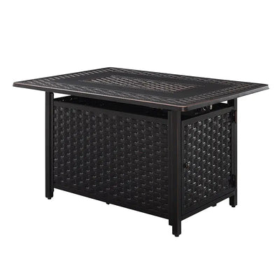 44" Rectangular Woven Aluminum Convertible Gas Fire Pit Table