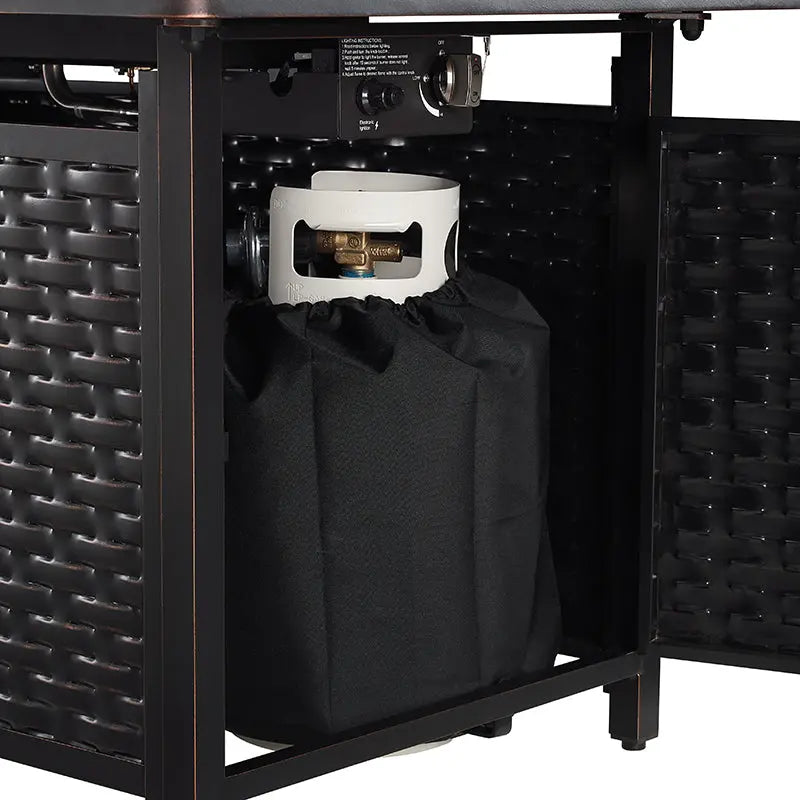 44" Rectangular Woven Aluminum Convertible Gas Fire Pit Table