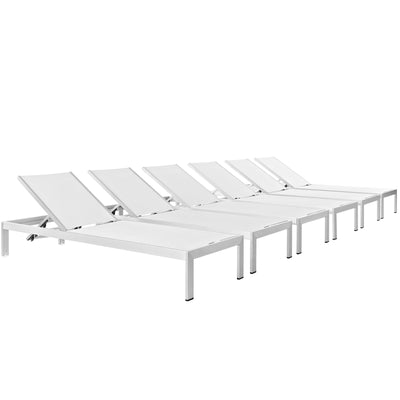 Outdoor Chaise Lounge Set – 6-Piece Aluminum Patio Collection