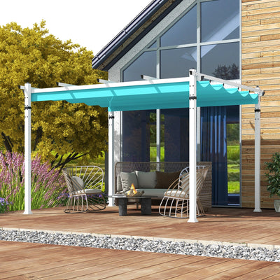 Outdoor Pergola with Retractable Canopy and Aluminum Frame