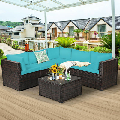 6 Pieces Patio Furniture Sofa Set with Cushions