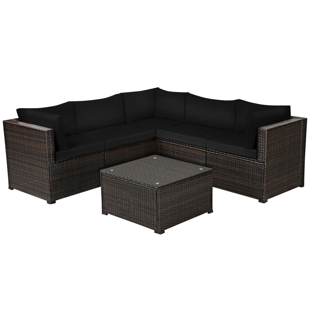 6 Pieces Patio Furniture Sofa Set with Cushions