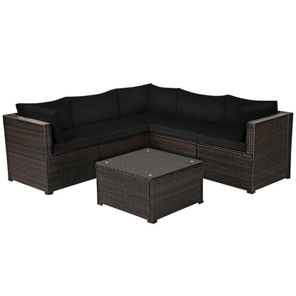 6 Pieces Patio Furniture Sofa Set with Cushions