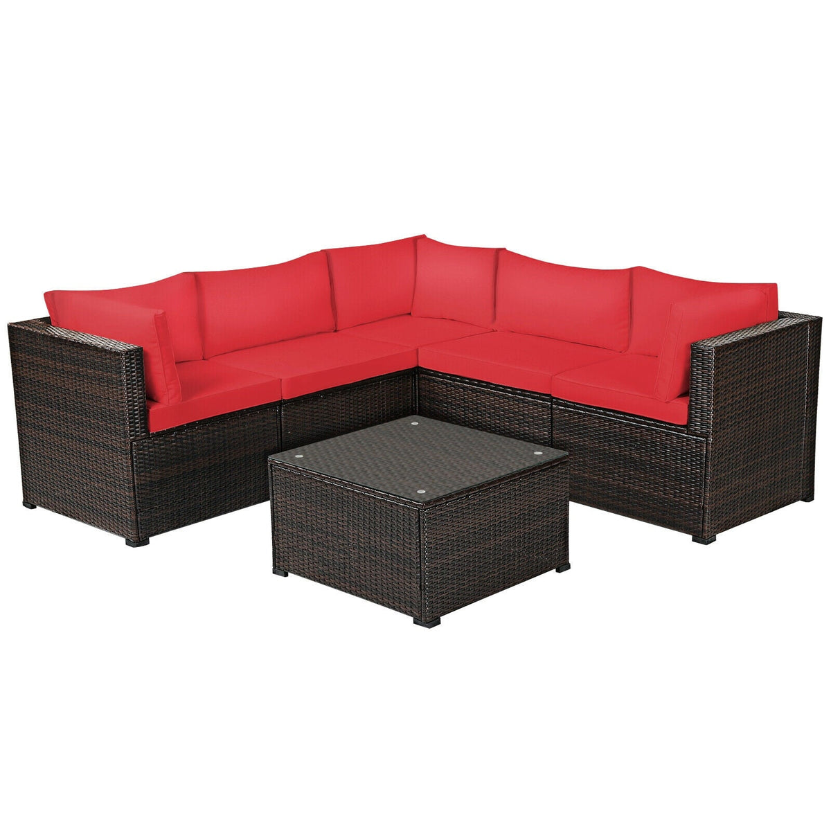 6 Pieces Patio Furniture Sofa Set with Cushions