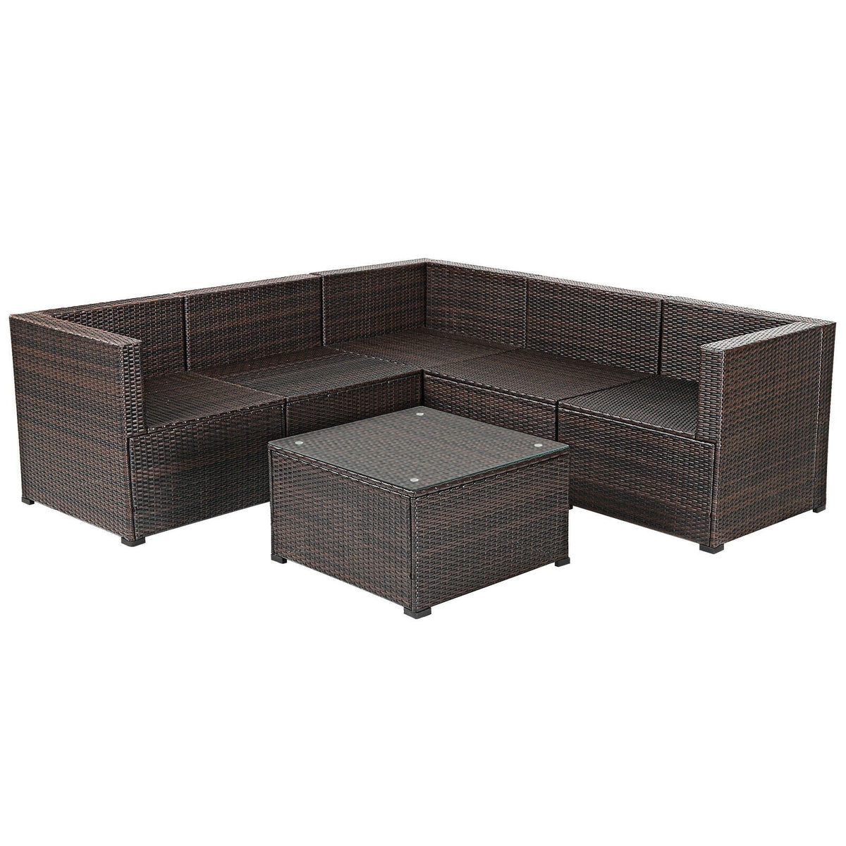 6 Pieces Patio Furniture Sofa Set with Cushions