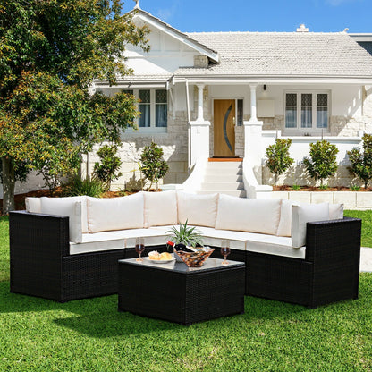 6 Pieces Patio Furniture Sofa Set with Cushions