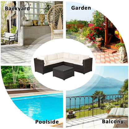 6 Pieces Patio Furniture Sofa Set with Cushions