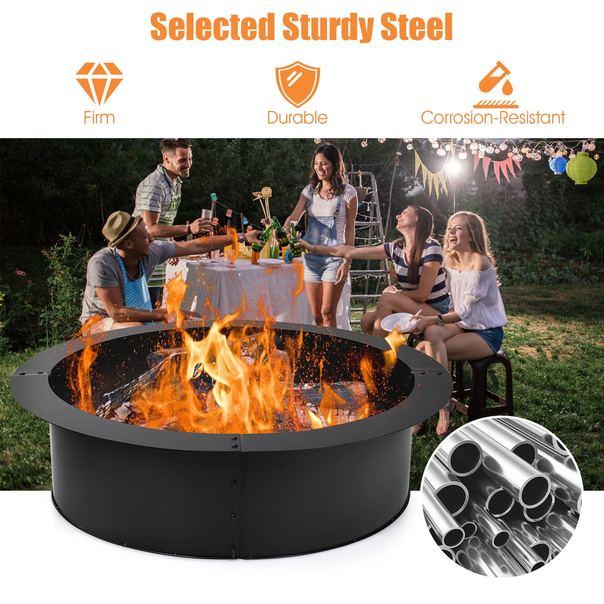 36 inch Round Steel Fire Pit Ring