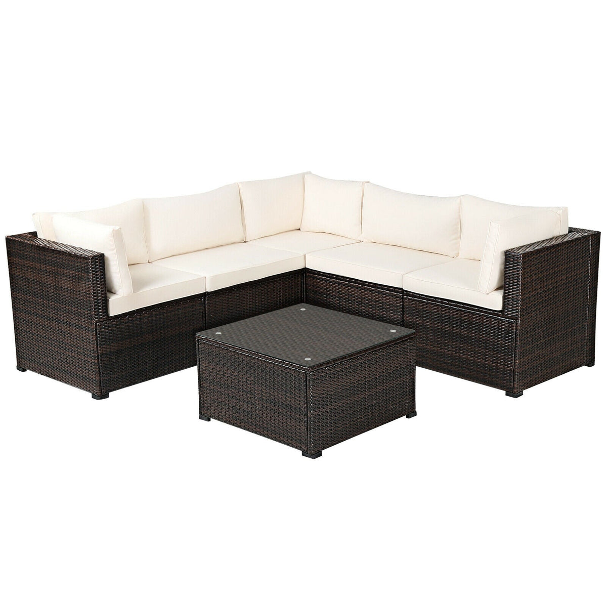 6 Pieces Patio Furniture Sofa Set with Cushions