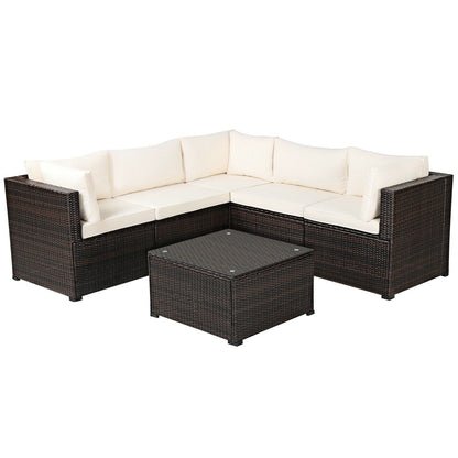 6 Pieces Patio Furniture Sofa Set with Cushions
