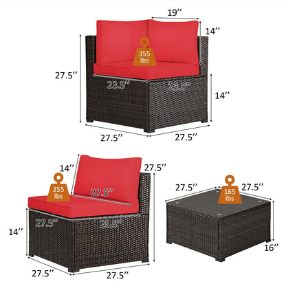 6 Pieces Patio Furniture Sofa Set with Cushions