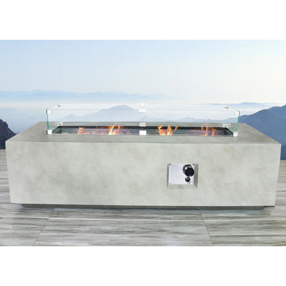 Rectangular Propane Fire Pit Table With Fiber Reinforcement And Adjustable Flame Control