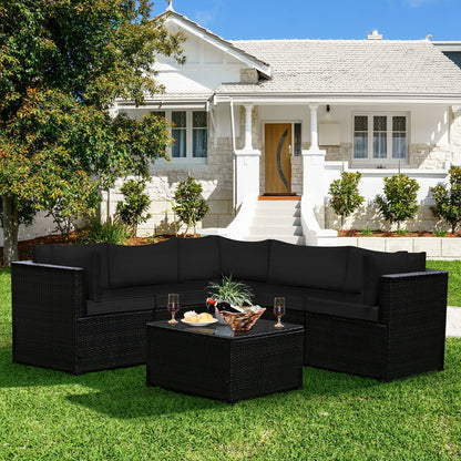 6 Pieces Patio Furniture Sofa Set with Cushions