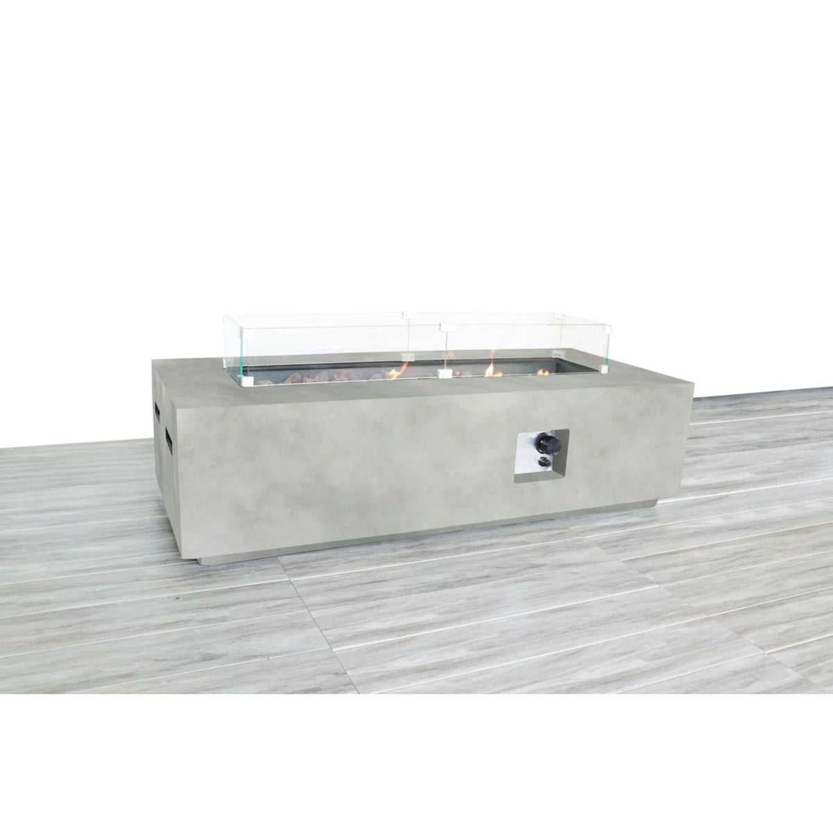 Rectangular Propane Fire Pit Table With Fiber Reinforcement And Adjustable Flame Control