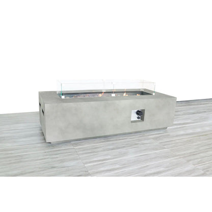 Rectangular Propane Fire Pit Table With Fiber Reinforcement And Adjustable Flame Control