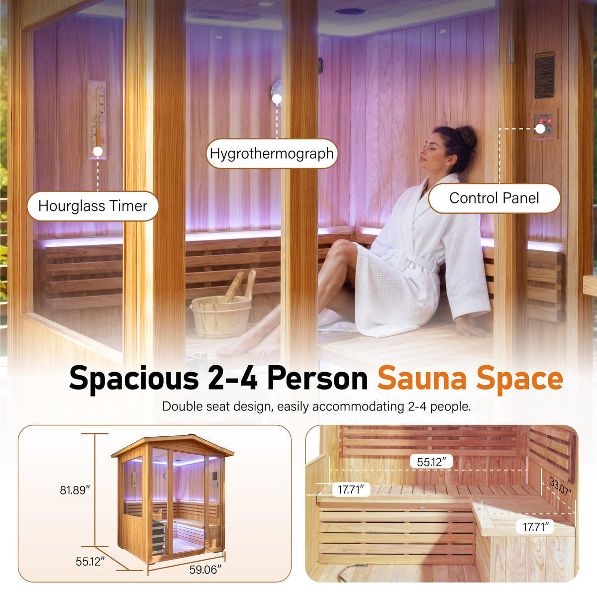 Traditional Steam Sauna With Fragrant Cedar Wood