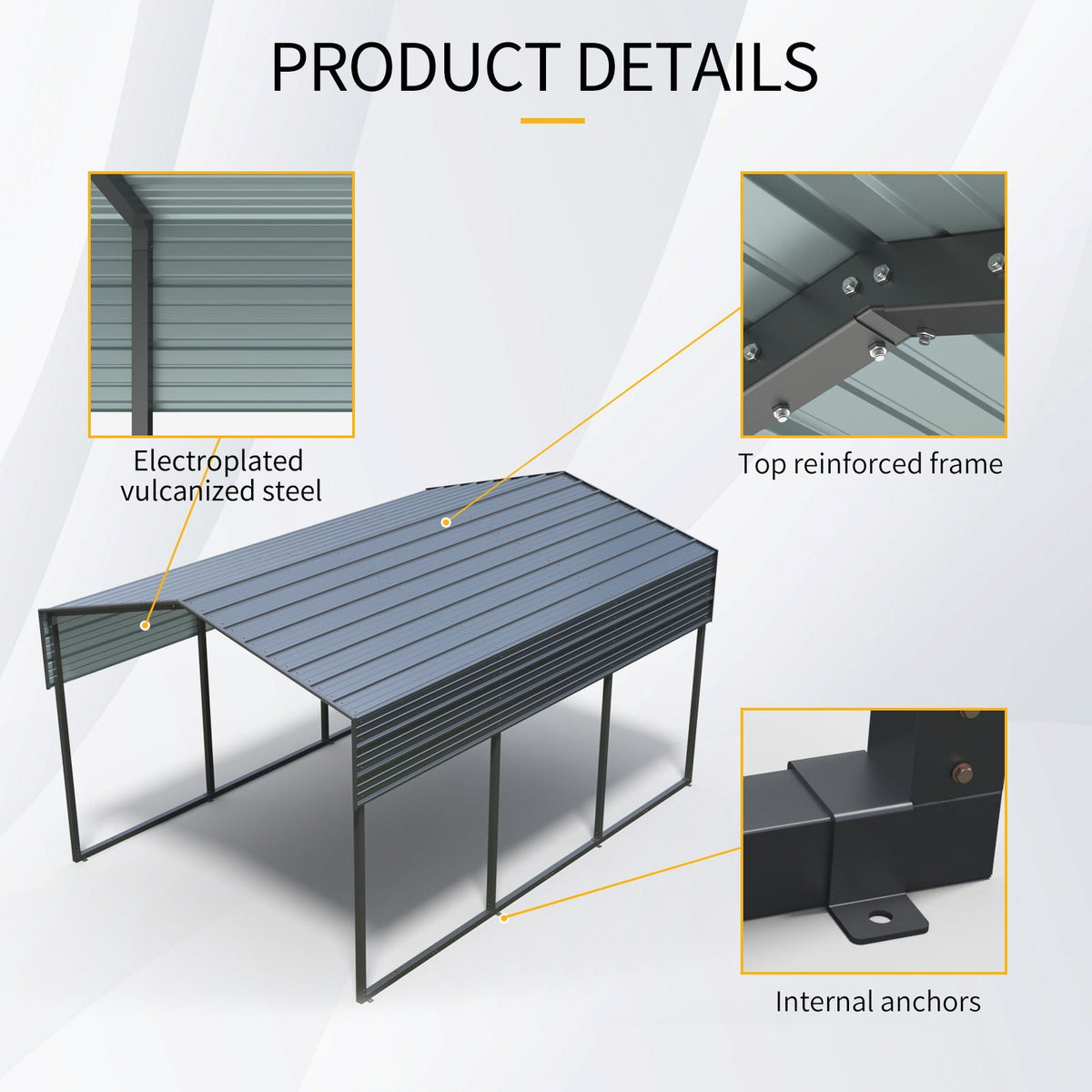 10 X 15 Ft Heavy Duty Carport Canopy With Galvanized Steel Roof
