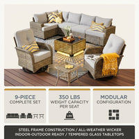9 Pieces Patio Furniture Set outside Furniture Wicker Patio Conversation Set with Swivel Chairs, Outdoor Furniture for Garden, Gray — Results & Stats