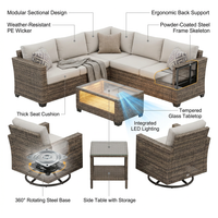 9 Pieces Patio Furniture Set outside Furniture Wicker Patio Conversation Set with Swivel Chairs, Outdoor Furniture for Garden, Gray — How It Works