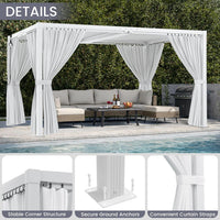 Louvered Pergola 12' X 20', Large Outdoor Aluminum Pergola with Reinforced Steel Roof, Heavy-Duty Hardtop Gazebo for Patio Garden, Weatherproof Sun Shade Shelter, White