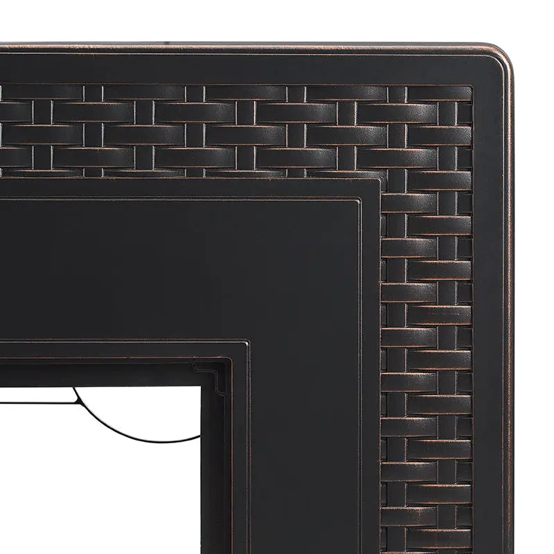44" Rectangular Woven Aluminum Convertible Gas Fire Pit Table