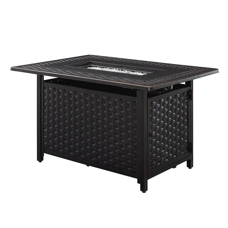 44" Rectangular Woven Aluminum Convertible Gas Fire Pit Table