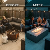 Concrete Fire Pit Table - Rectangular — Before & After
