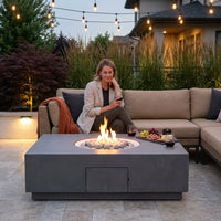Concrete Fire Pit Table - Rectangular — Lifestyle