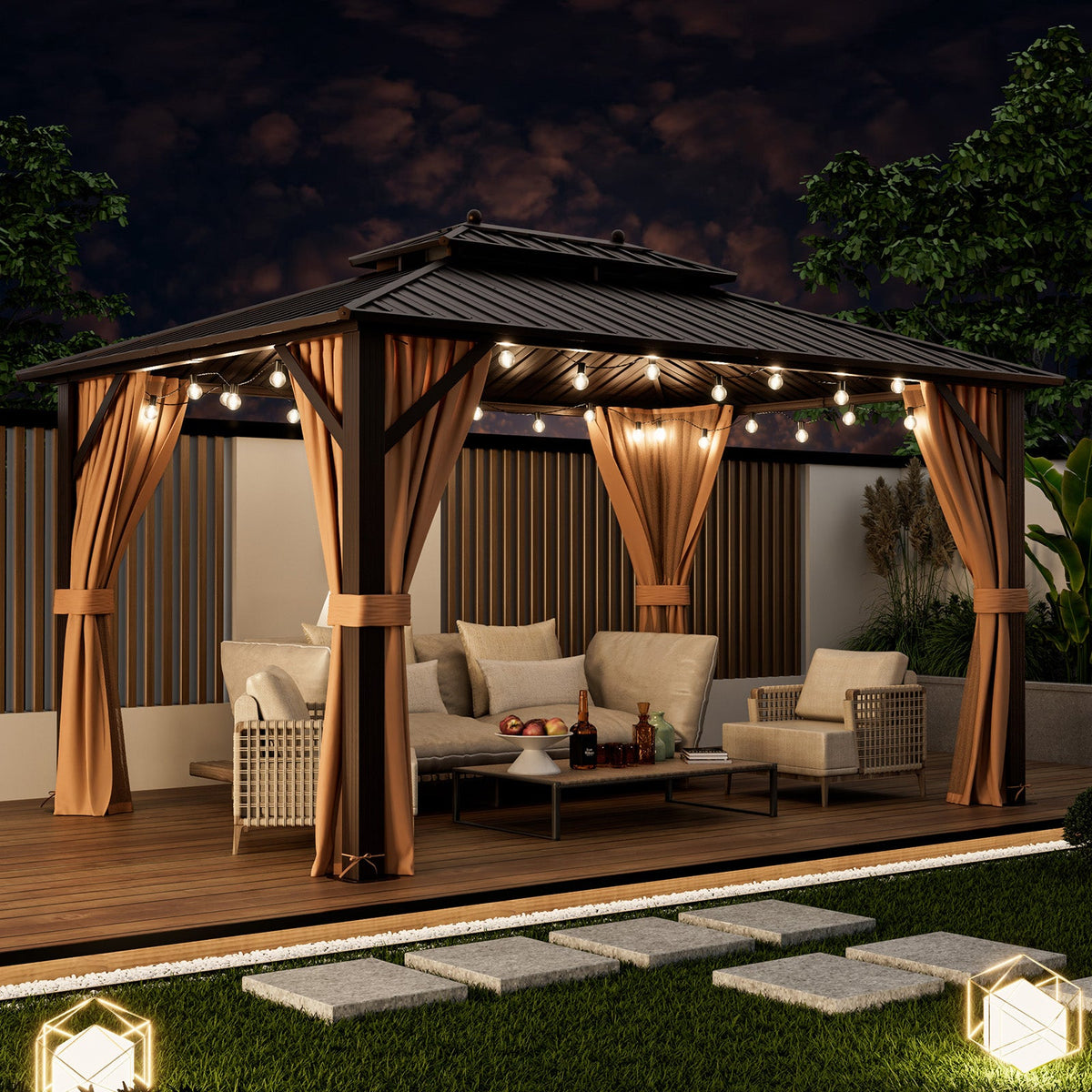 10x13ft Gazebo with Galvanized Steel Roof