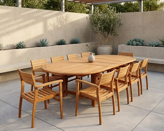 Teak Wood Outdoor Patio Extendable Dining Set