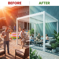 Louvered Pergola 12' X 20', Large Outdoor Aluminum Pergola with Reinforced Steel Roof, Heavy-Duty Hardtop Gazebo for Patio Garden, Weatherproof Sun Shade Shelter, White — Before & After