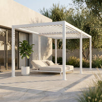 Louvered Pergola 12' X 20', Large Outdoor Aluminum Pergola with Reinforced Steel Roof, Heavy-Duty Hardtop Gazebo for Patio Garden, Weatherproof Sun Shade Shelter, White — Studio Shot
