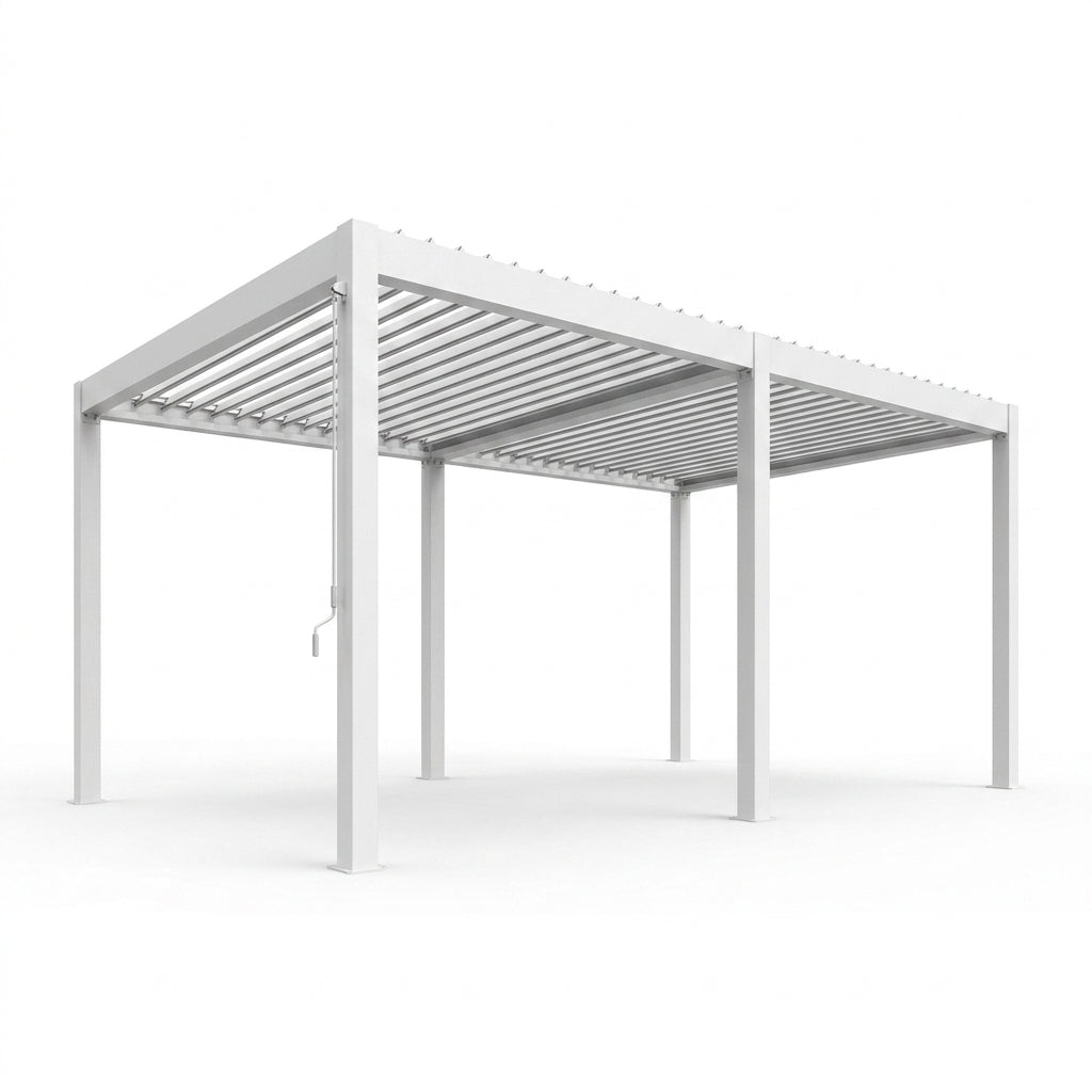 Louvered Pergola 12' X 20', Large Outdoor Aluminum Pergola with Reinforced Steel Roof, Heavy-Duty Hardtop Gazebo for Patio Garden, Weatherproof Sun Shade Shelter, White — Studio Shot