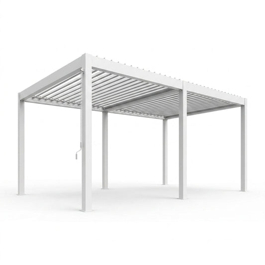 Louvered Pergola 12' X 20', Large Outdoor Aluminum Pergola with Reinforced Steel Roof, Heavy-Duty Hardtop Gazebo for Patio Garden, Weatherproof Sun Shade Shelter, White — Studio Shot