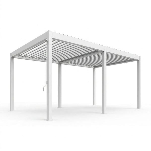 Louvered Pergola 12' X 20', Large Outdoor Aluminum Pergola with Reinforced Steel Roof, Heavy-Duty Hardtop Gazebo for Patio Garden, Weatherproof Sun Shade Shelter, White — Studio Shot