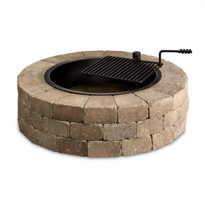 48-in Block Stone Fire Pit Kit with Cooking Grill Grate