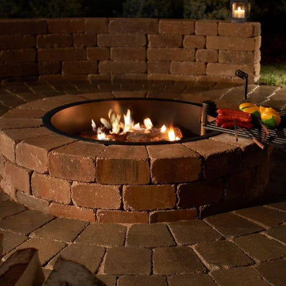 48-in Block Stone Fire Pit Kit with Cooking Grill Grate