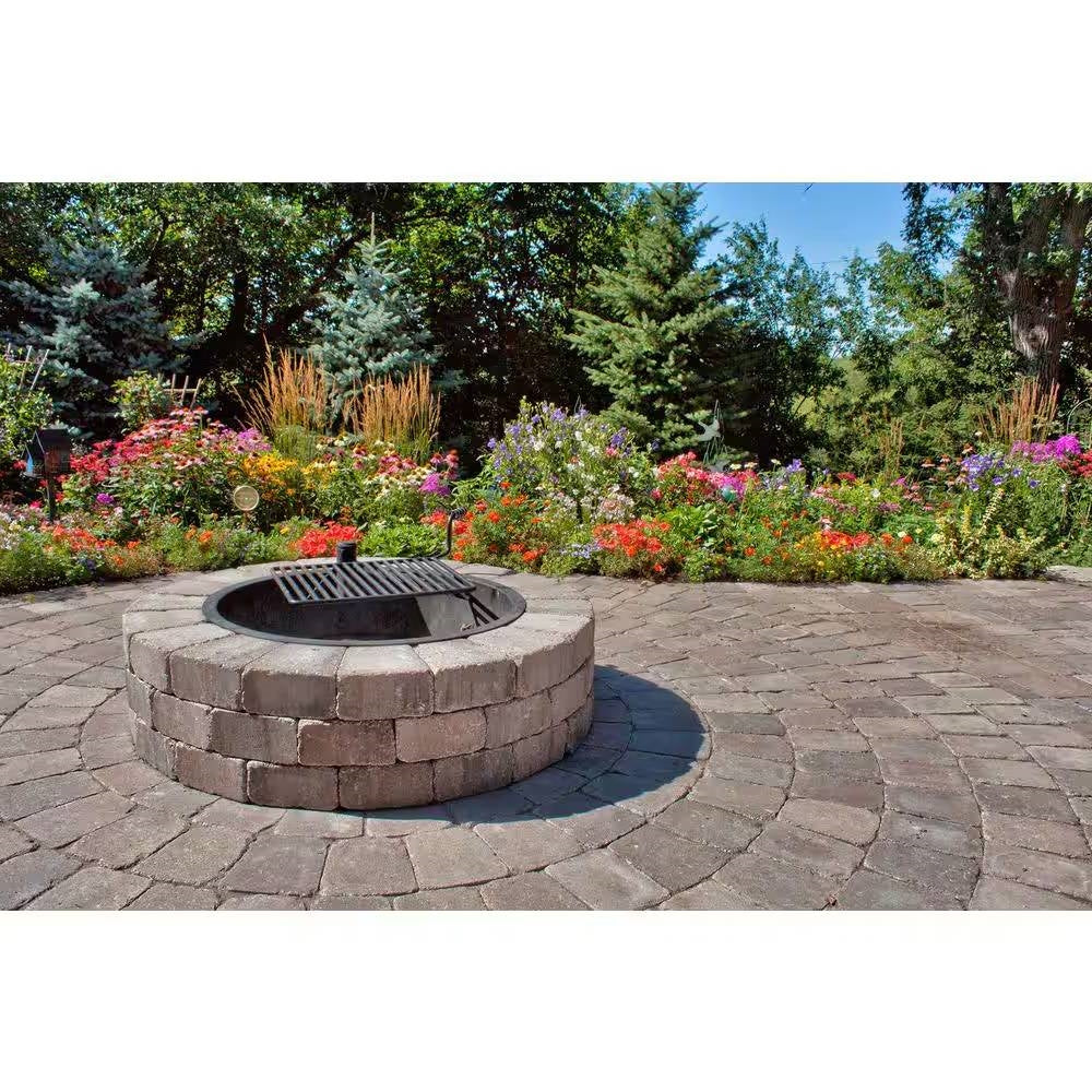 48-in Block Stone Fire Pit Kit with Cooking Grill Grate