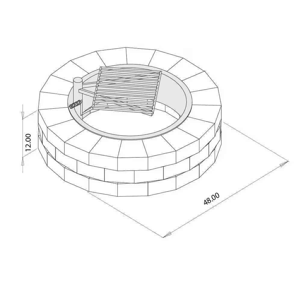 48-in Block Stone Fire Pit Kit with Cooking Grill Grate