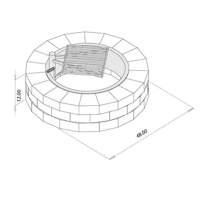 48-in Block Stone Fire Pit Kit with Cooking Grill Grate