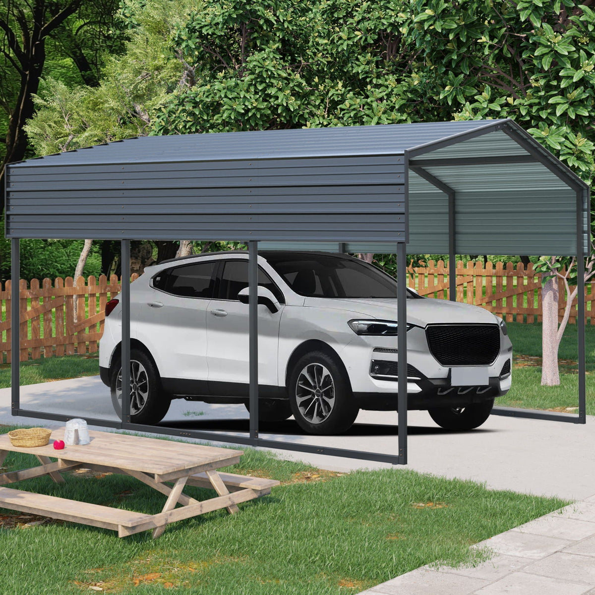10 X 15 Ft Heavy Duty Carport Canopy With Galvanized Steel Roof