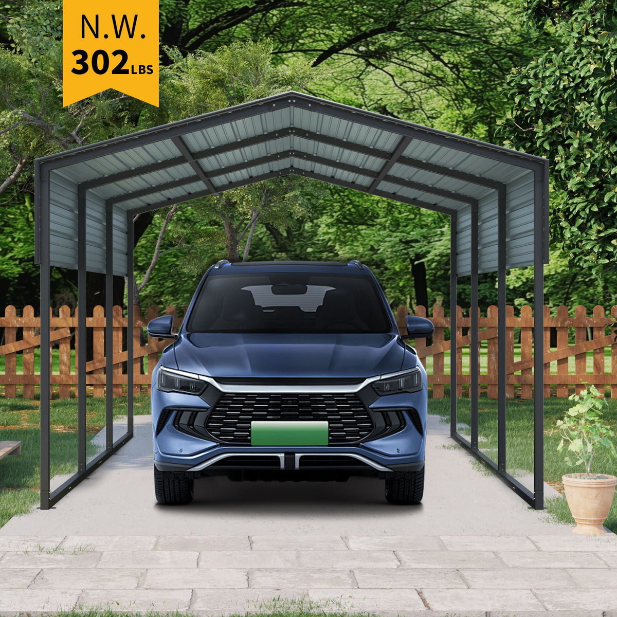 10 X 15 Ft Heavy Duty Carport Canopy With Galvanized Steel Roof