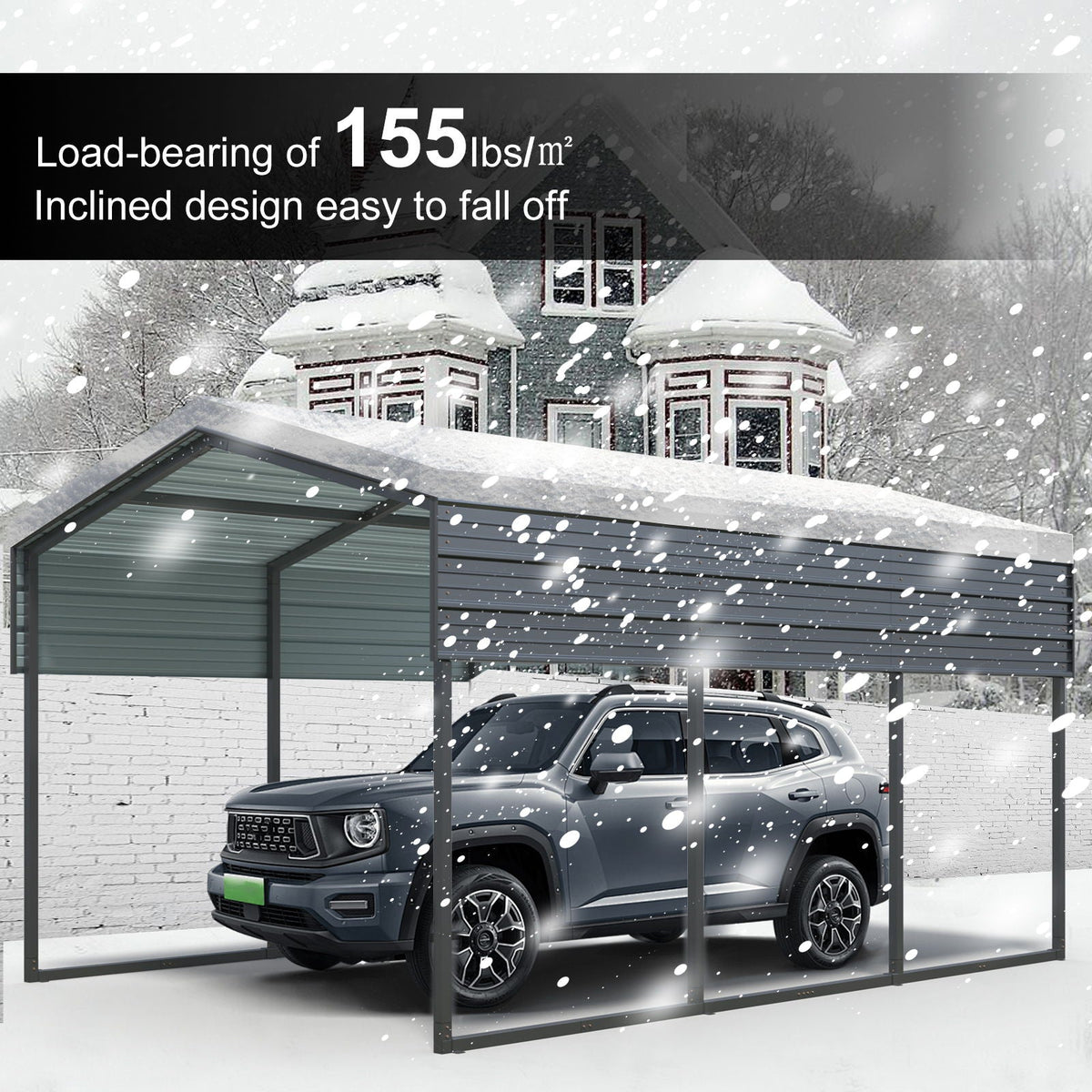 10 X 15 Ft Heavy Duty Carport Canopy With Galvanized Steel Roof