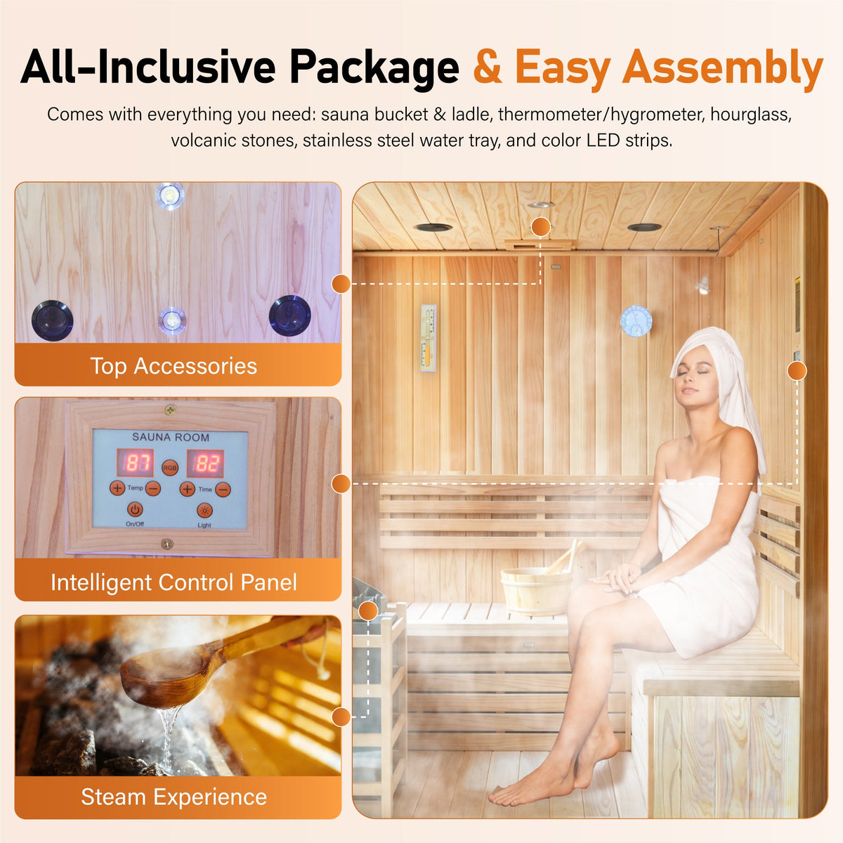Traditional Steam Sauna With Fragrant Cedar Wood