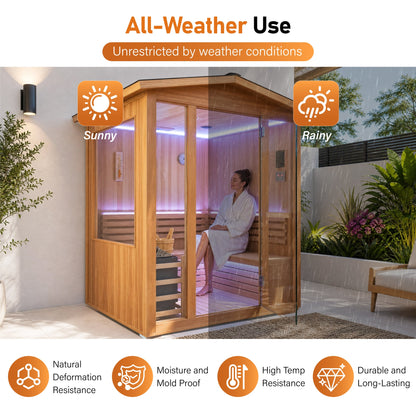 Traditional Steam Sauna With Fragrant Cedar Wood