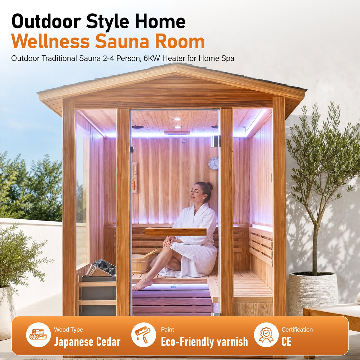 Traditional Steam Sauna With Fragrant Cedar Wood