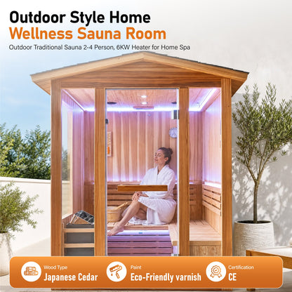 Traditional Steam Sauna With Fragrant Cedar Wood