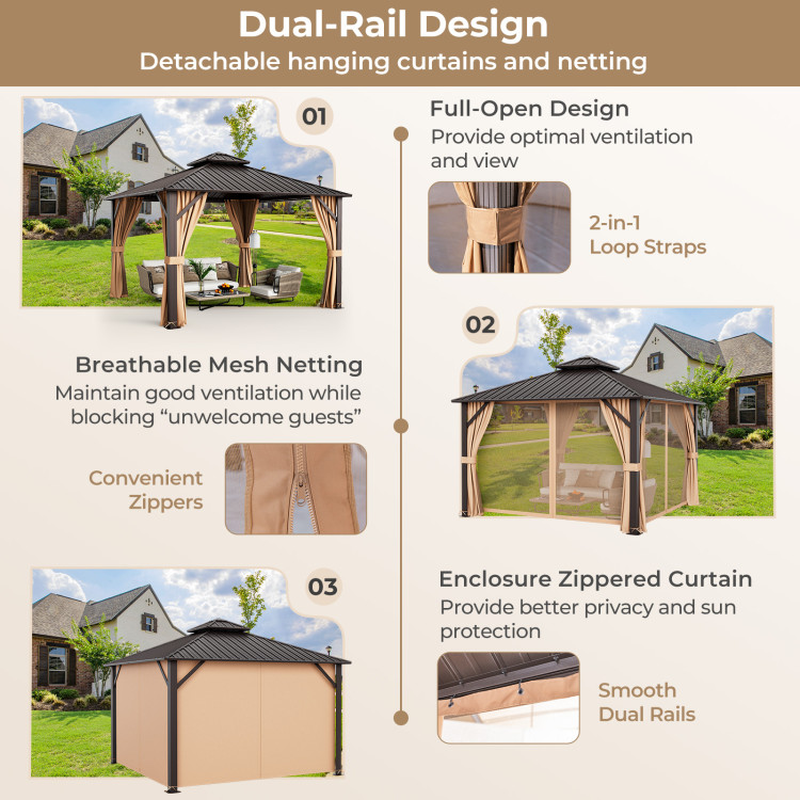 12' x 12' Double-Roof Hardtop Gazebo
